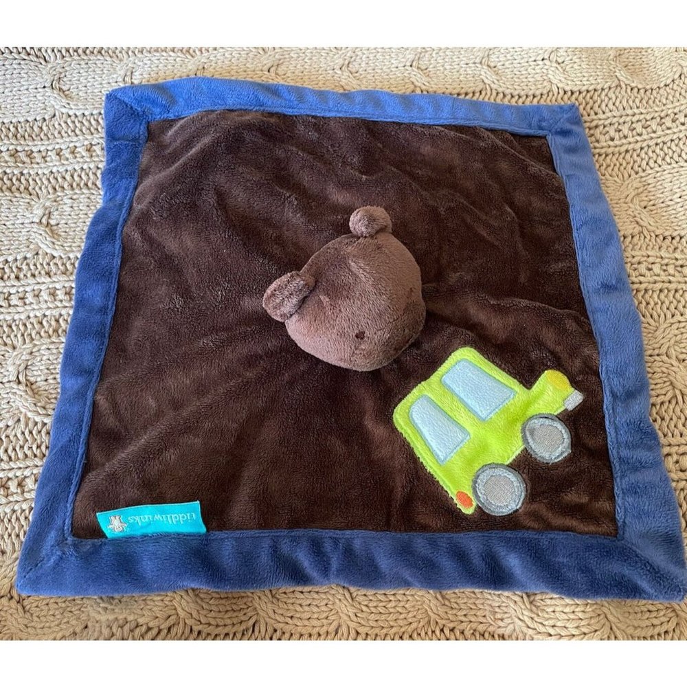 Tiddliwinks Teddy Bear Security Blanket Car Bus Truck Baby Brown Navy Lovey